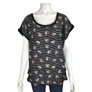 Torrid Floral Stripe Dolman Top 0 Large 12 Short Sleeve Shirt